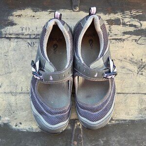 Ahnu Mary Jane Sandals Womens Sz 7.5 Slip on Gray  Pink/Purple Gorpcore Outdoor